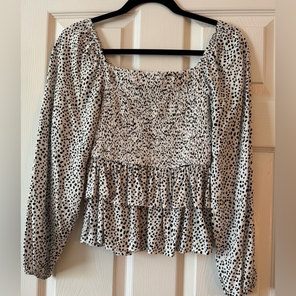 Altar'd State Black and White Print Blouse, Women's Size S